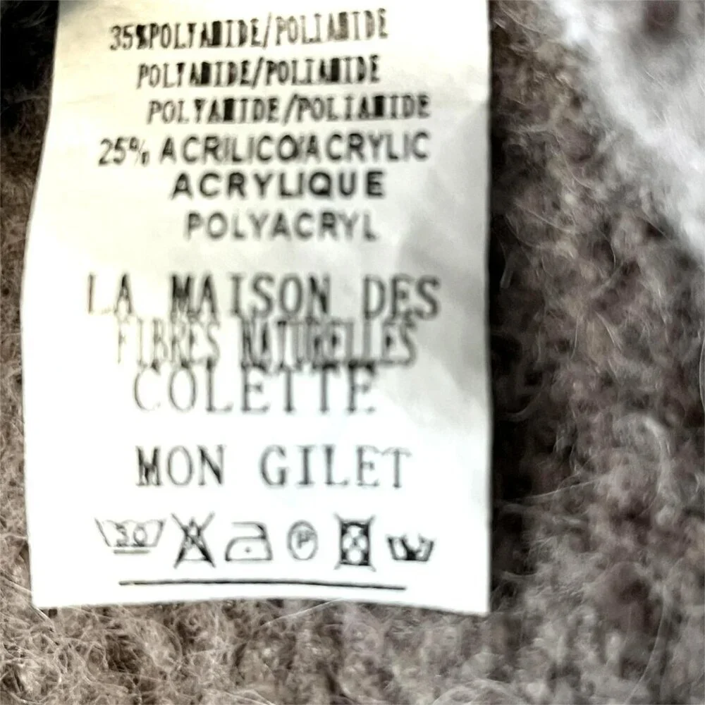 Colette Wool Blend Sweater Vest Beige House of Natural Fibers Italy XL Preppy